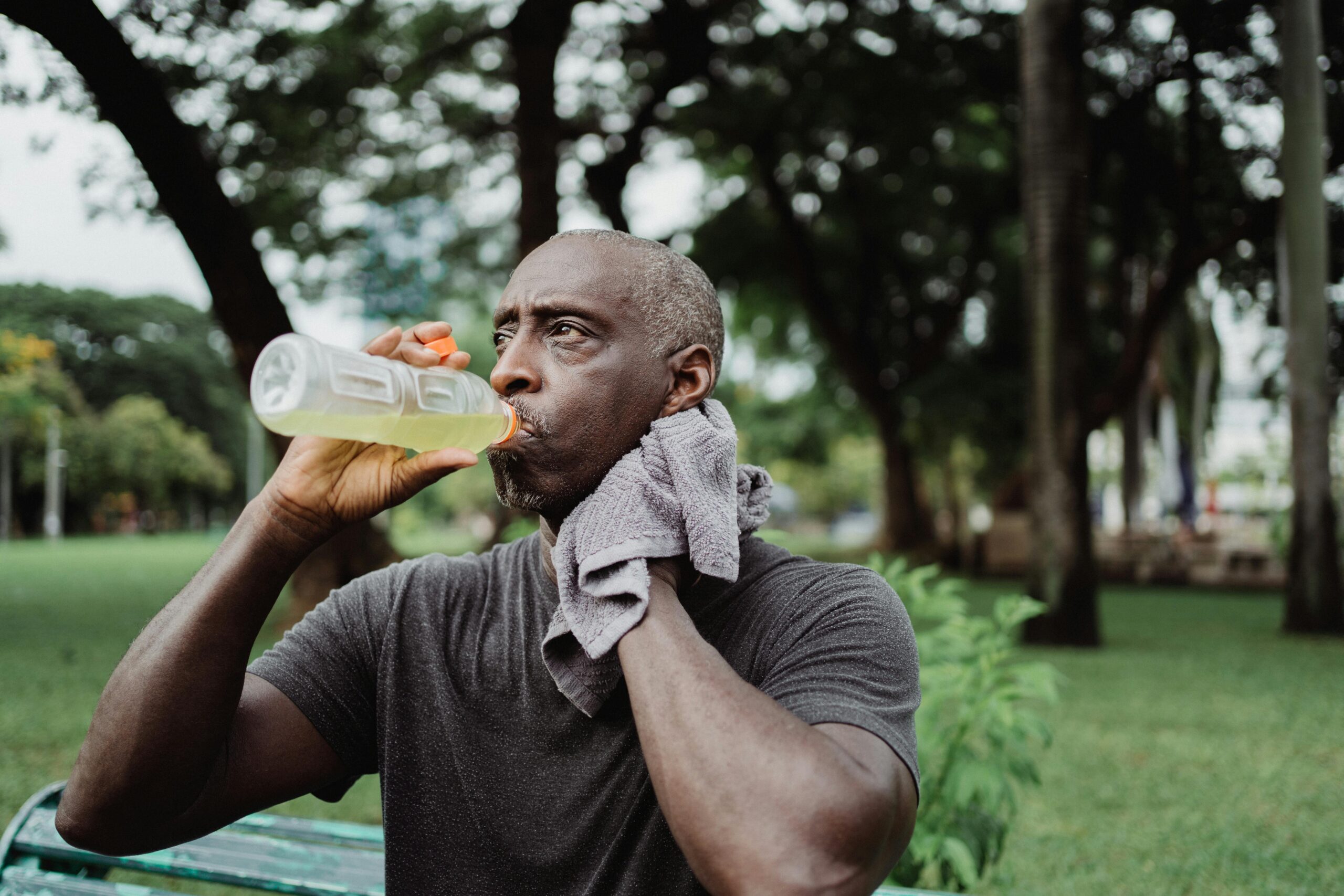 man hydrating after exercise with electrolytes